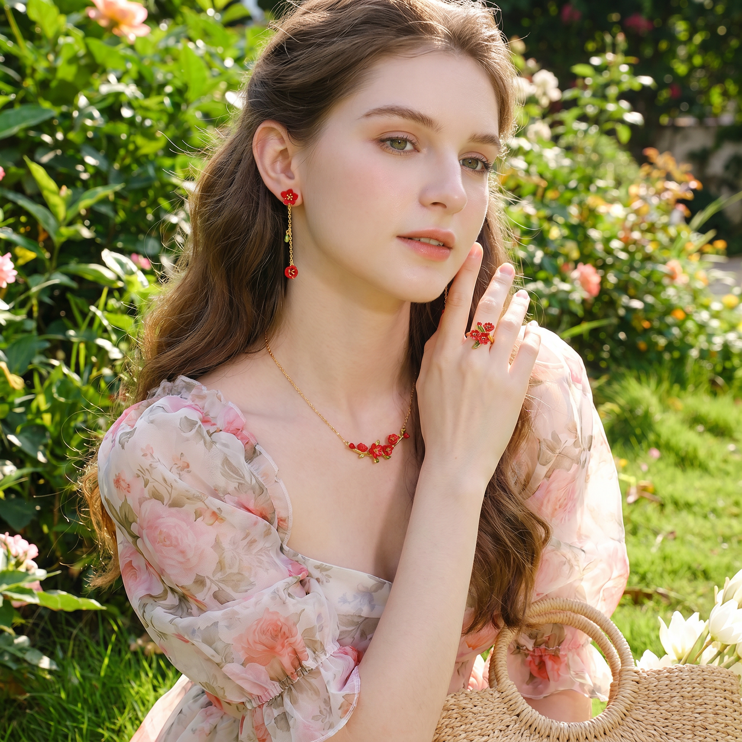 Red Crabapple Branch Necklace