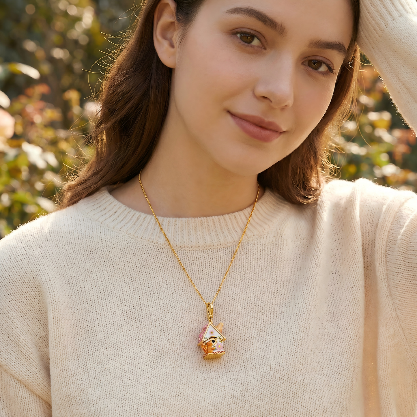 Squirrel Hut Locket Pendant