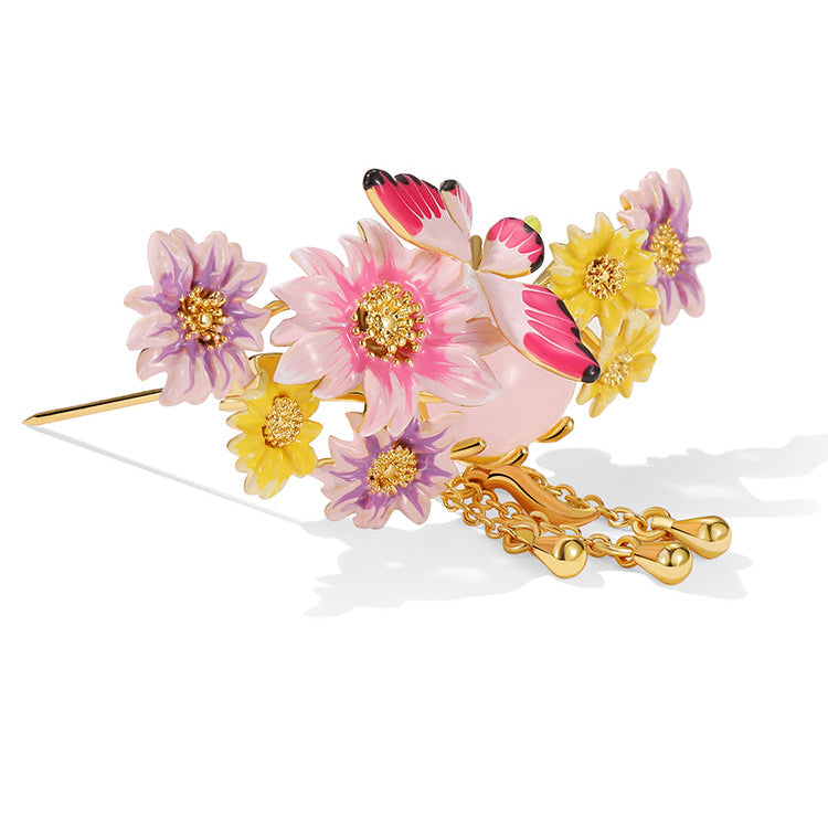 Butterfly Flower Brooch
