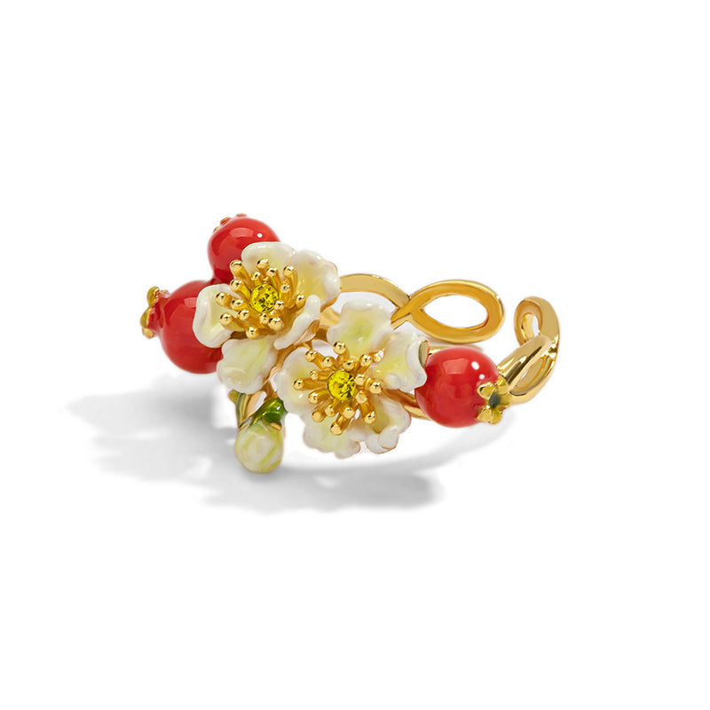 Flowers and Red Berries Ring