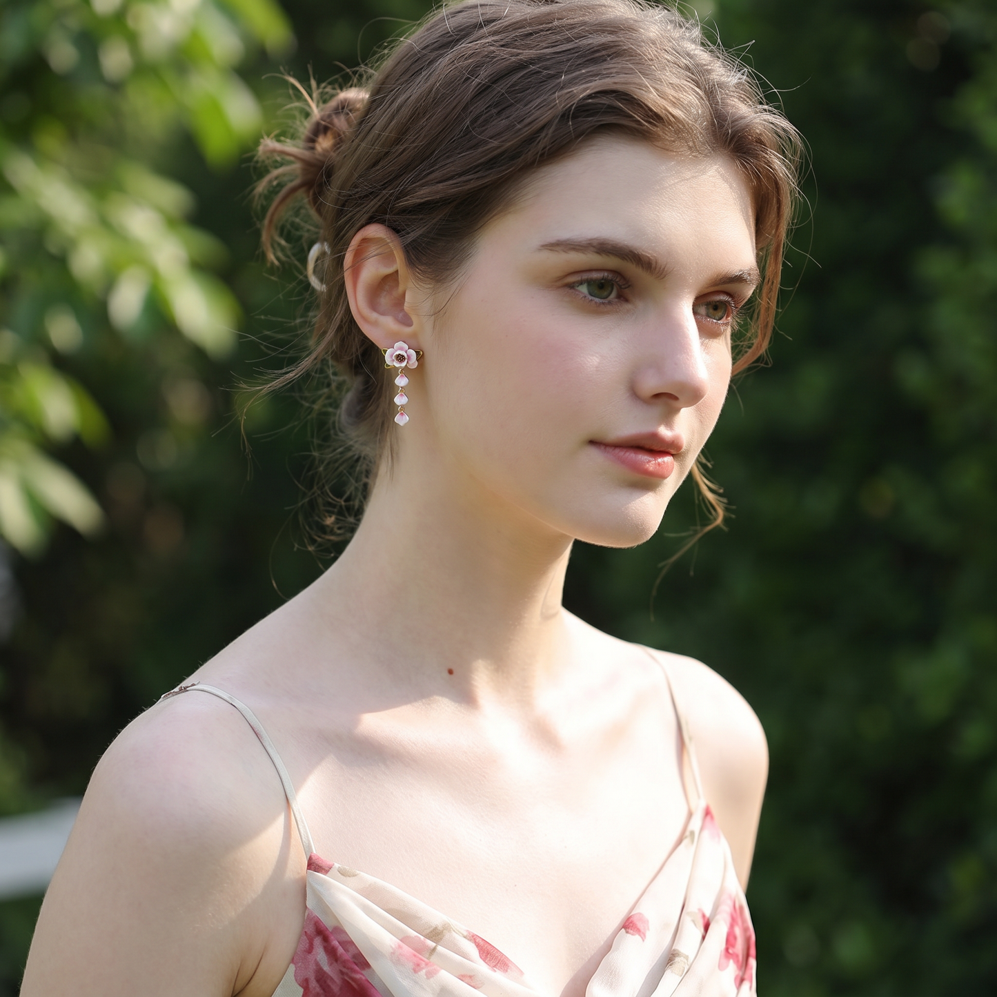 Pink Rose Drop Earrings