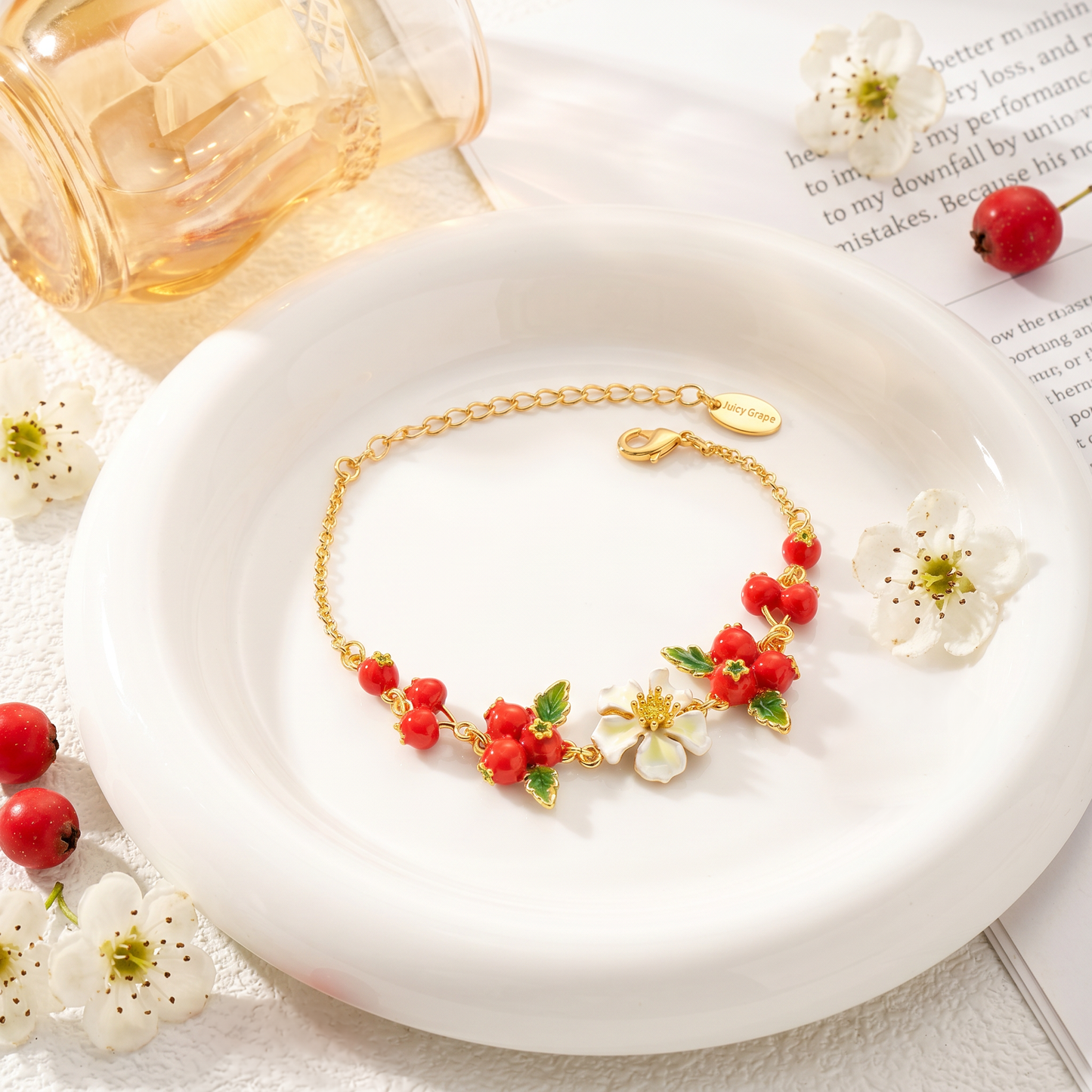 Flower Berry Charm Bracelet