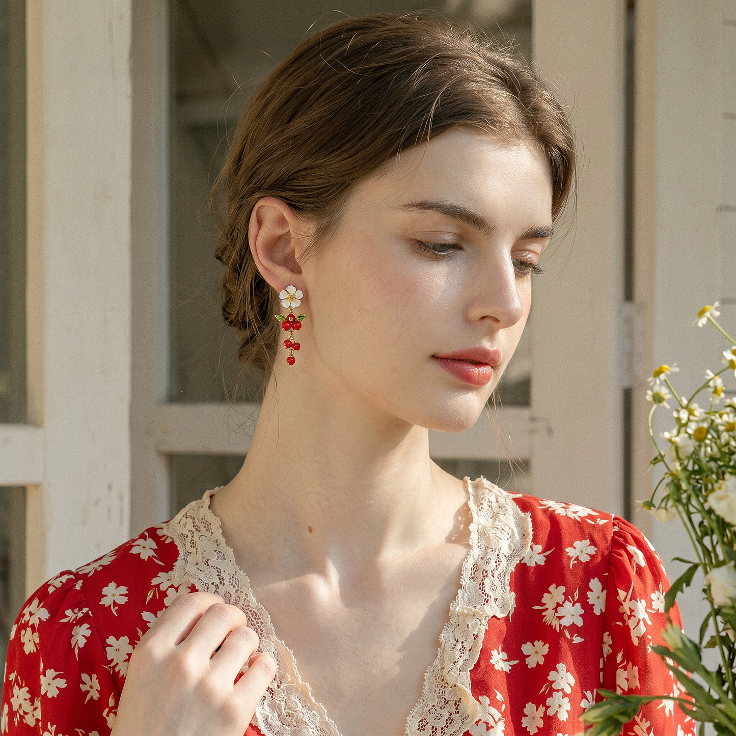 Flower and Fruit Drop Earrings