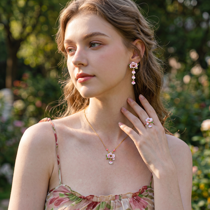 Pink Rose Jewelry Set