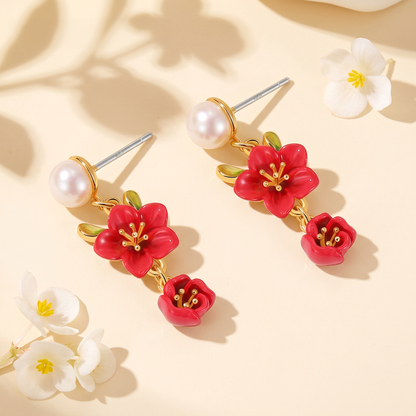 Red Crabapple Drop Earrings