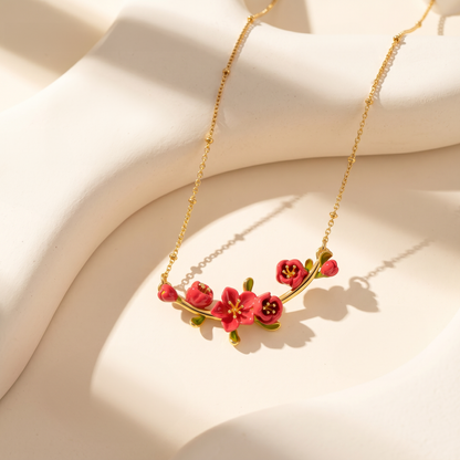 Red Crabapple Branch Necklace