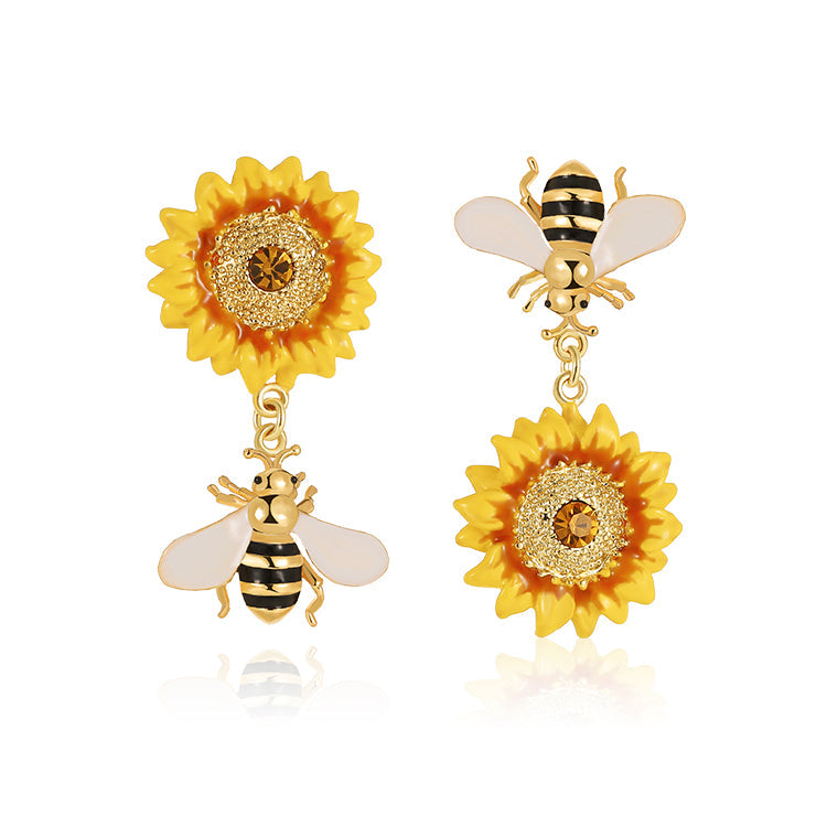 Sunflower Bee Earrings