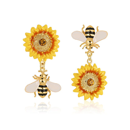 Sunflower Bee Earrings