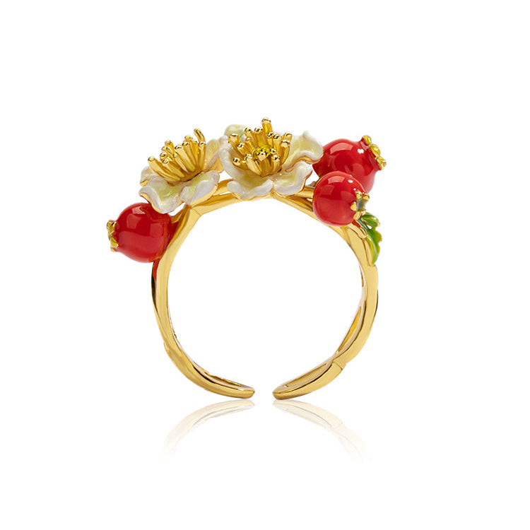 Flowers and Red Berries Ring