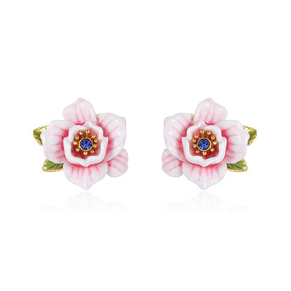 Pink Rose Stud Earrings