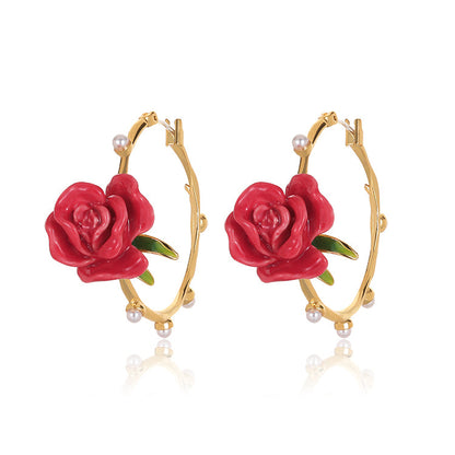 Rose Hoop Earrings