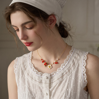 Hawthorn Berry and Flower Necklace