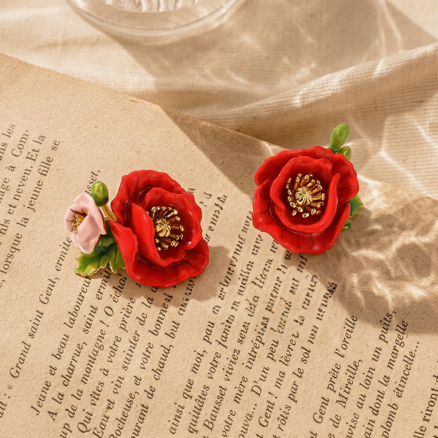 Poppy Flower Jewelry Set