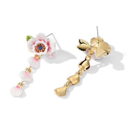 Pink Rose Drop Earrings