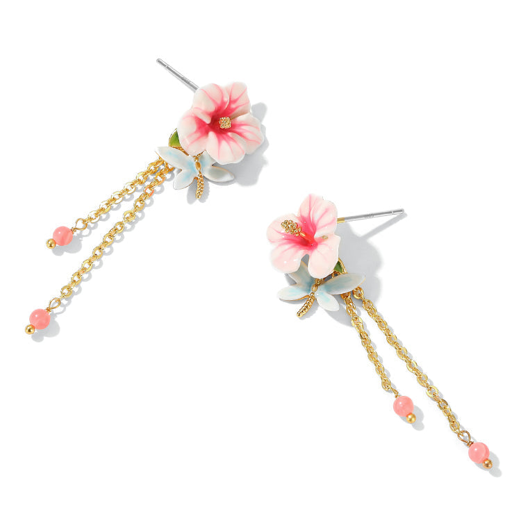 Hibiscus Tassel Earrings
