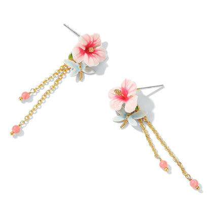 Hibiscus Tassel Earrings