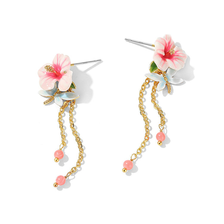 Hibiscus Tassel Earrings