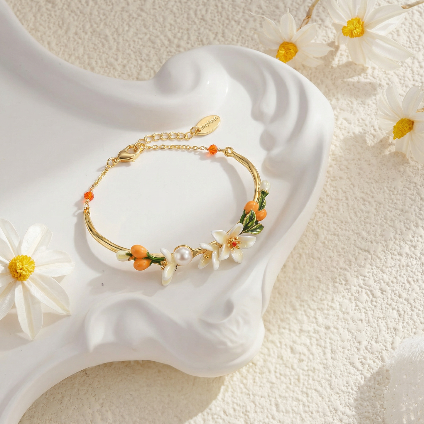 Orange Blossom Bracelet With Pearl