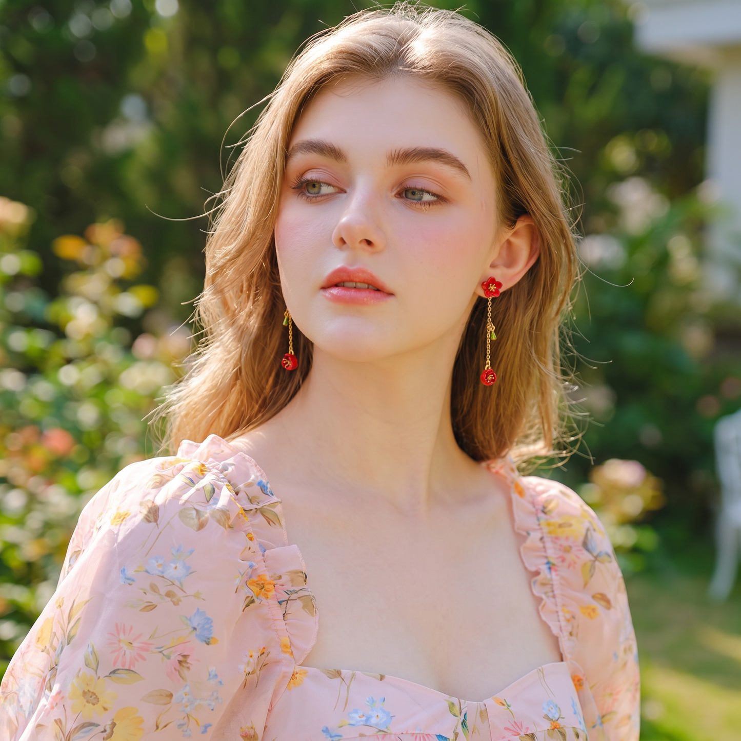 Red Crabapple Tassel Earrings