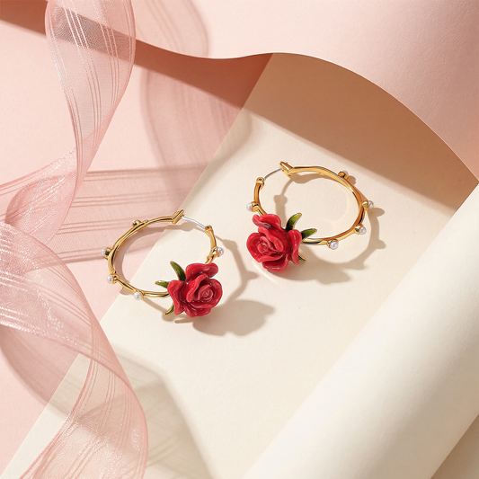 Rose Hoop Earrings