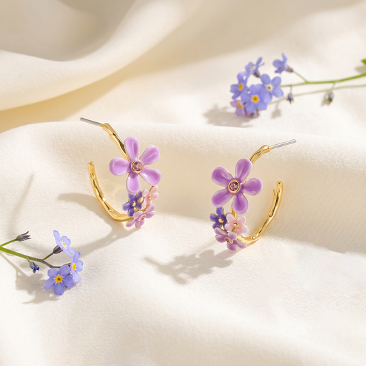 Forget-Me-Not Hoop Earrings
