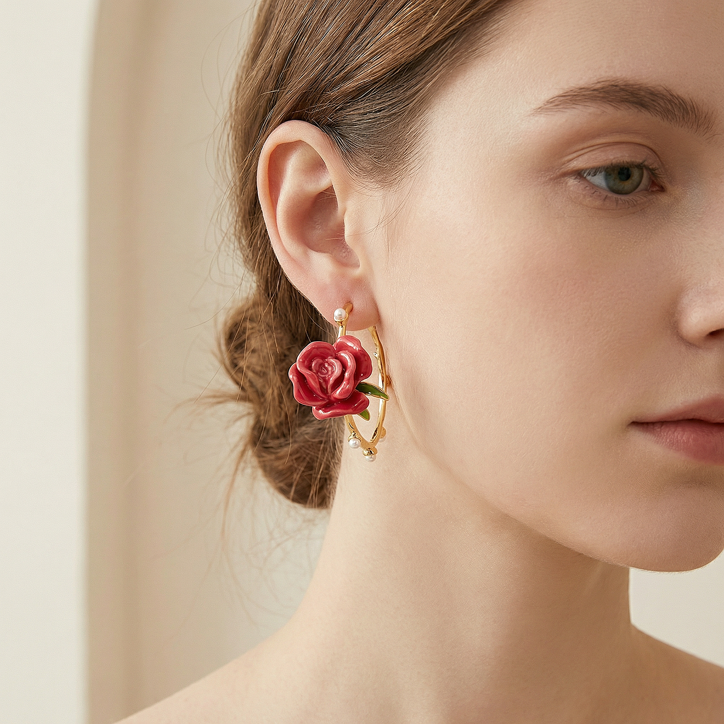 Rose Hoop Earrings