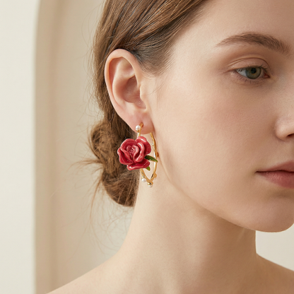 Rose Hoop Earrings