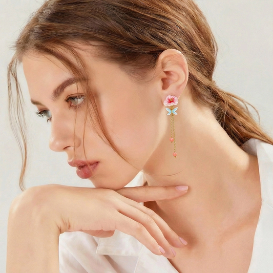 Hibiscus Tassel Earrings