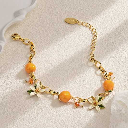 Orange Bracelet With Flowers
