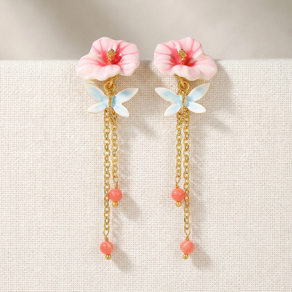 Hibiscus Tassel Earrings