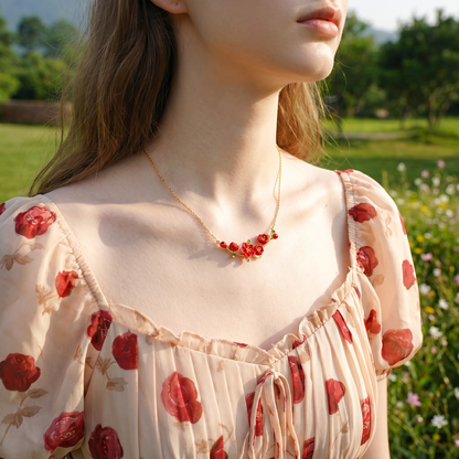 Red Crabapple Branch Necklace