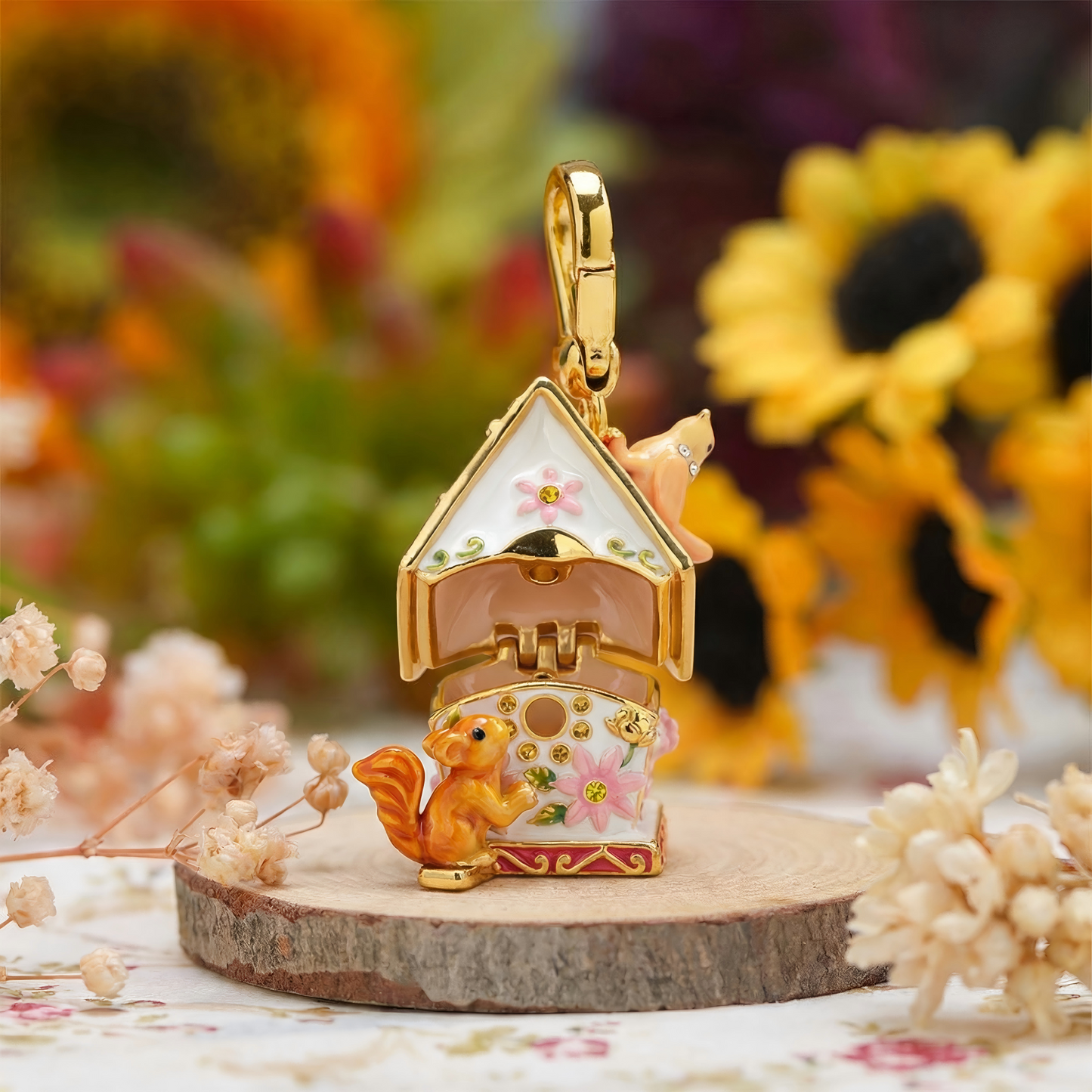 Squirrel Hut Locket Pendant