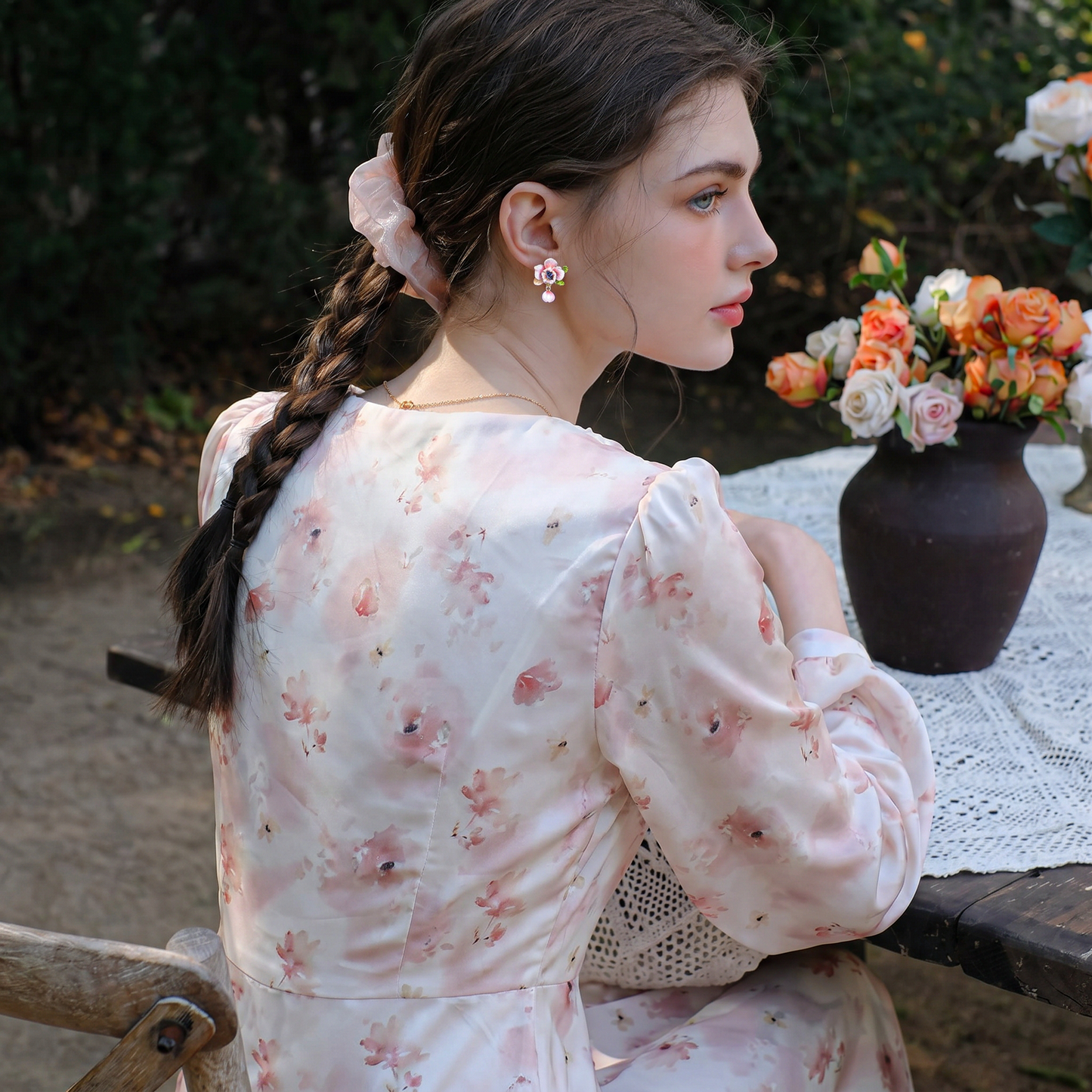 Pink Rose Earrings