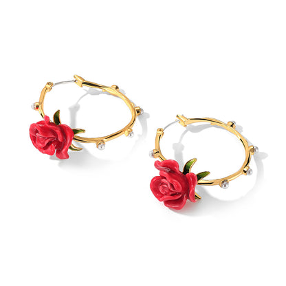 Rose Hoop Earrings