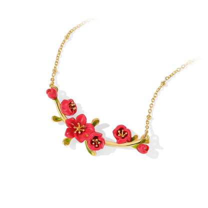 Red Crabapple Branch Necklace