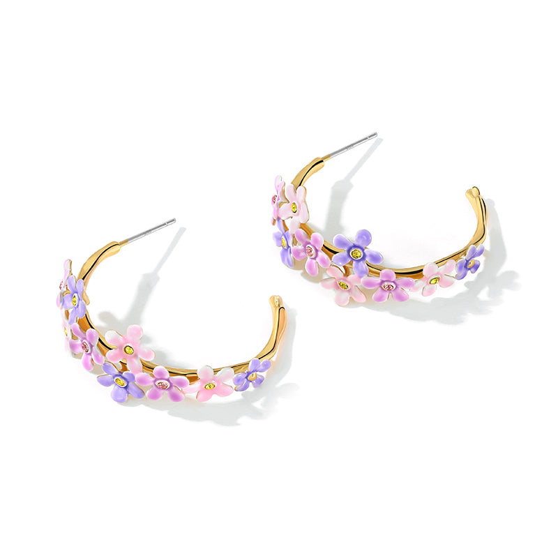 Forget-Me-Not Hoop Earrings