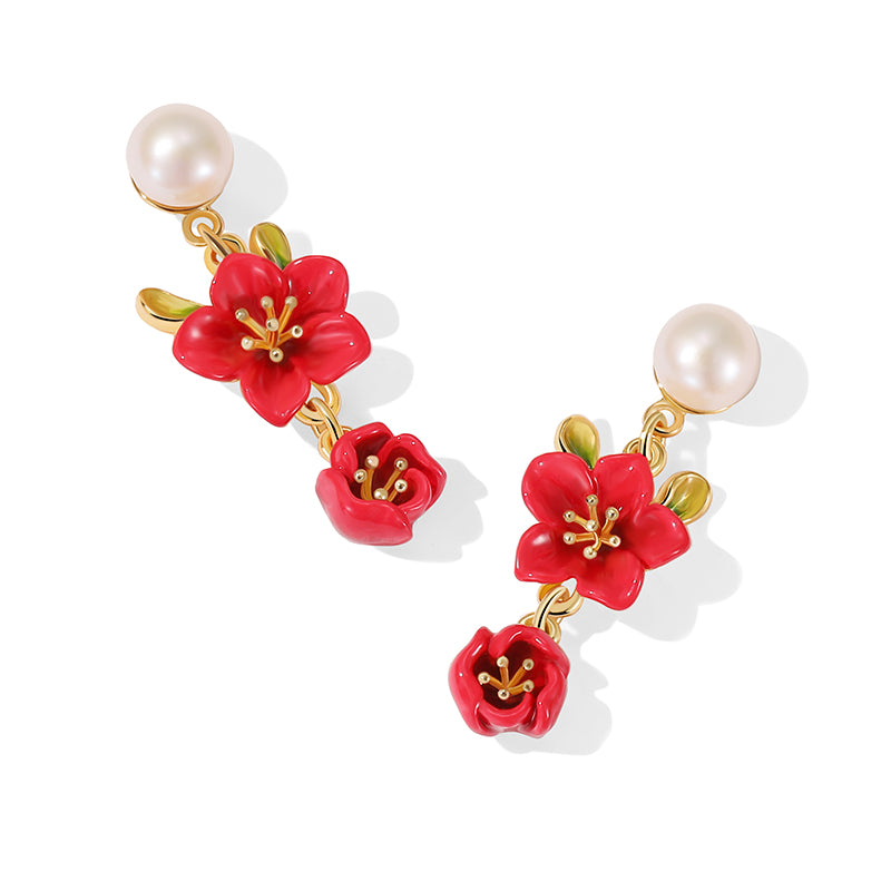 Red Crabapple Drop Earrings