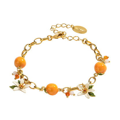 Orange Bracelet With Flowers