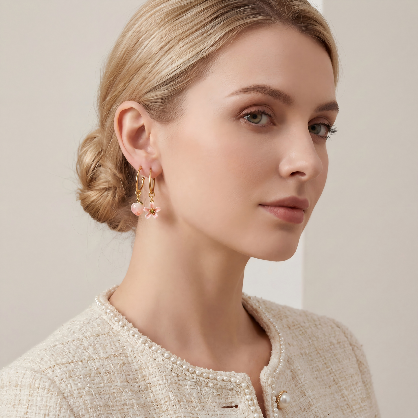 Peach Blossom Hoop Earrings