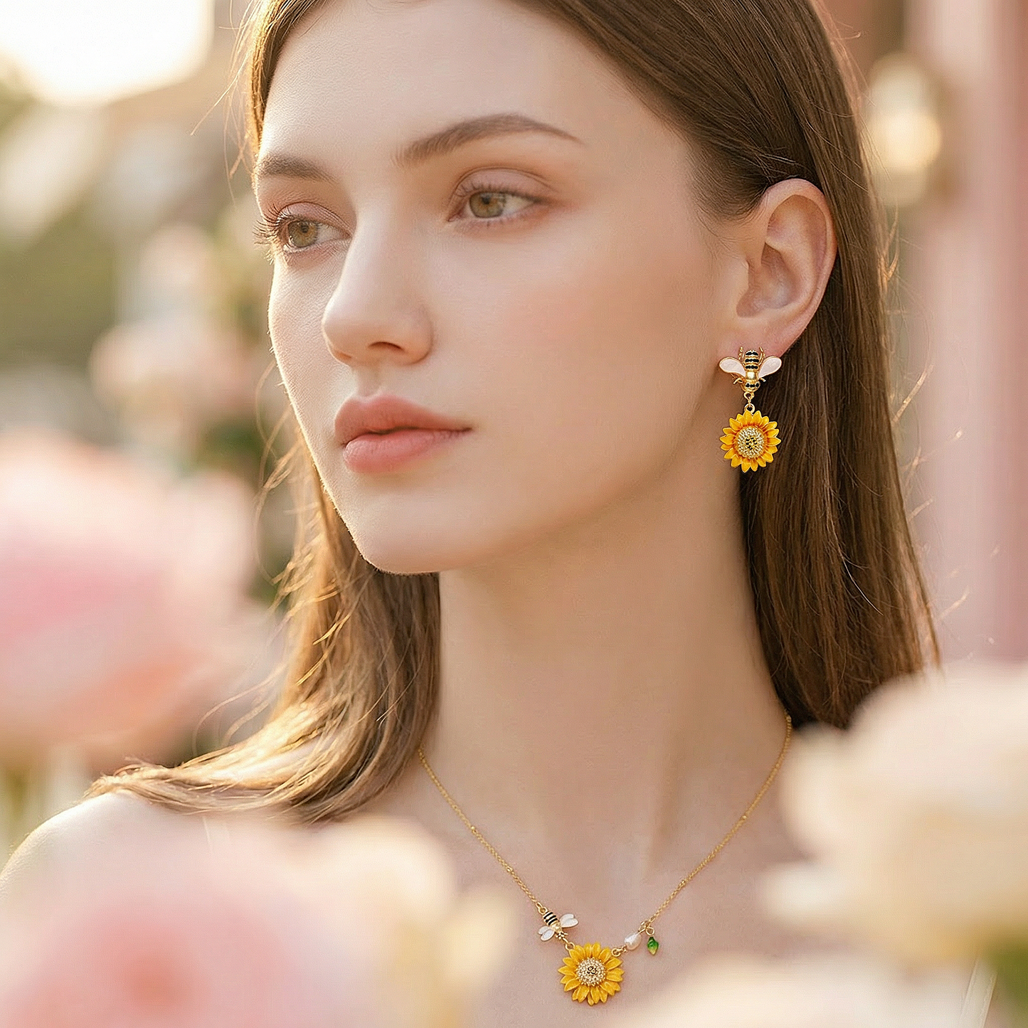Sunflower Bee Earrings
